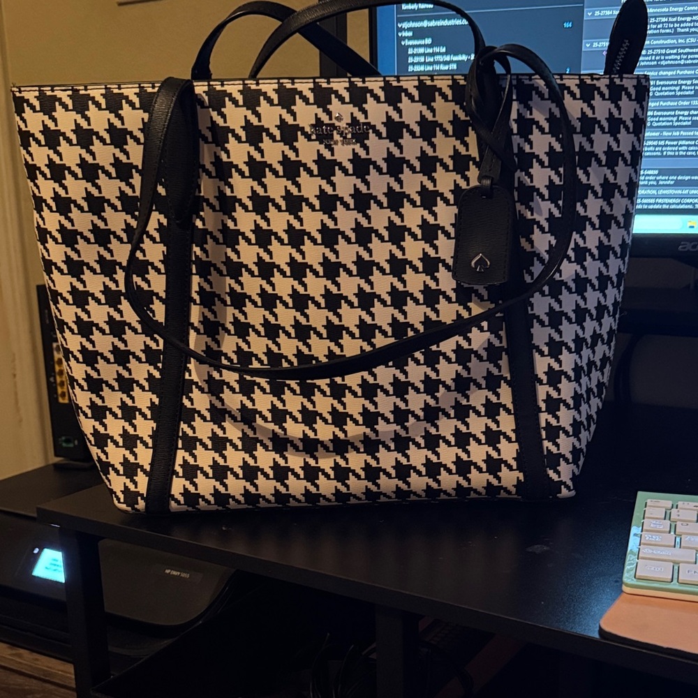 Kate Spade Black and White Houndstooth Tote